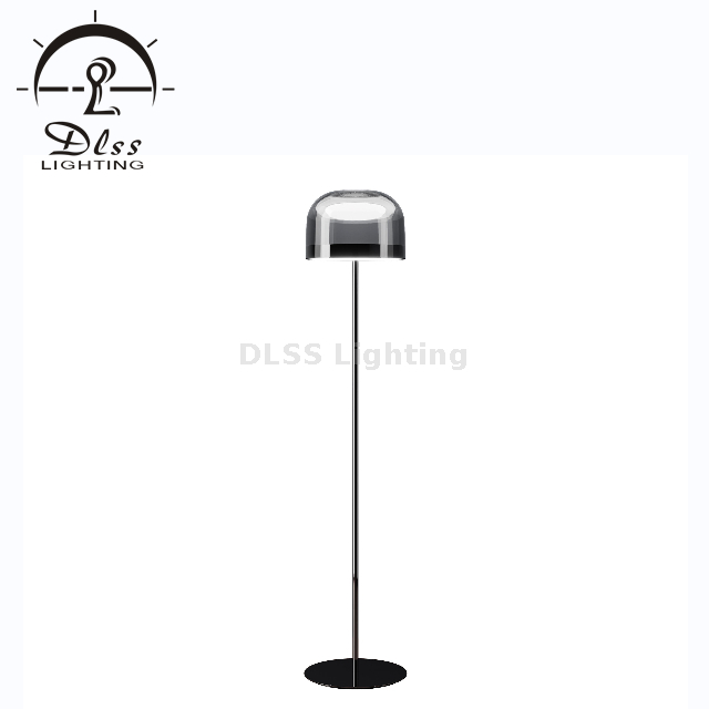 Lighting Showroom Lampe à suspension en verre fumé avec perle en métal noir 9705
