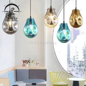 Abat-jour en verre bleu créatif suspension Style nordique intérieur suspendu plafonniers Suspension lampe éclairage